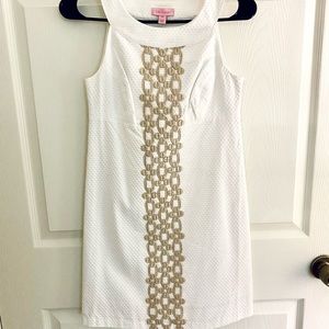 NEW Lilly Pulitzer White & Gold Shift Dress